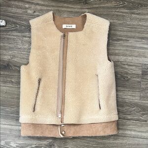 Women's Cream Shearling Vest